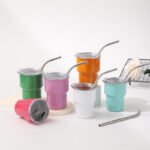 mini tumbler shot glass with straw and lid