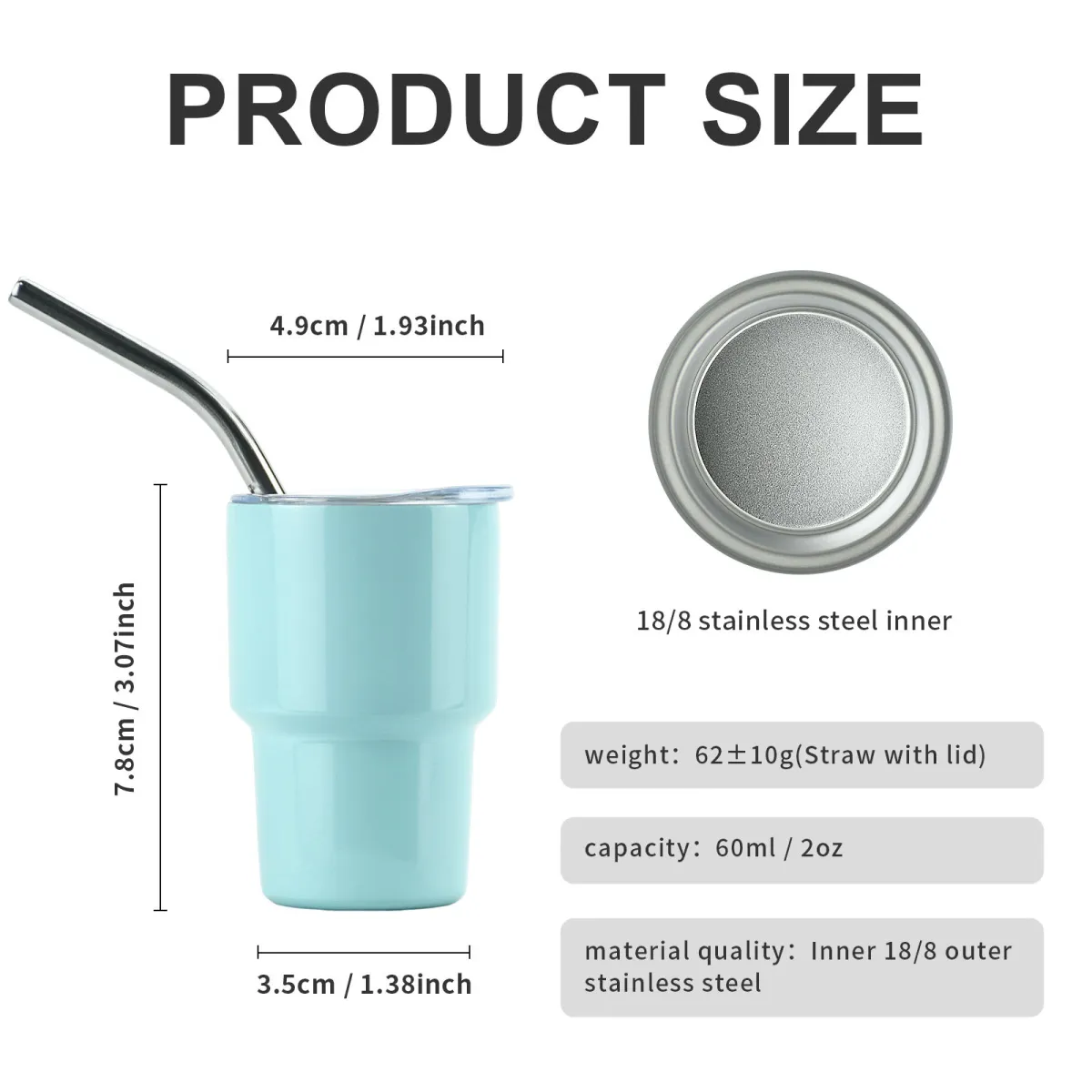 mini tumbler shot glass with straw and lid