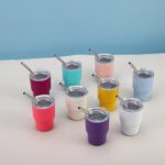 mini tumbler shot glass with straw and lid