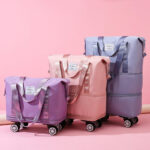 folding travel bag expandable bag with rolling wheel