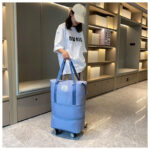 folding travel bag expandable bag with rolling wheel