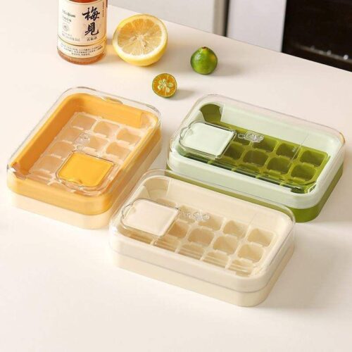 multi compartment ice cube tray with lid storage box