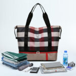 waterproof high capacity fashion plaid travel hand bag
