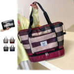 waterproof high capacity fashion plaid travel hand bag