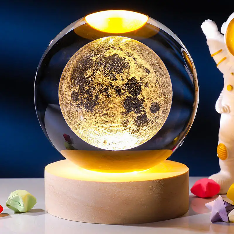 3D Crystal Lights Lamp Glowing Planetary Galaxy Night Light