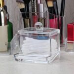 acrylic cotton buds holder, transparent cosmetic cotton pad container jewelry storage box