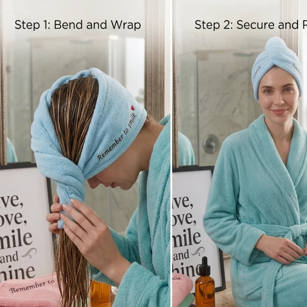 Microfiber Shower Cap Towel, Quick Dry Hair Cap, Bath Hats for Women, Super Absorbent Soft Cap Towel