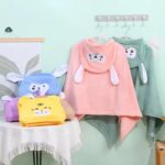 cute cartoon hooded fleece kids bath towel