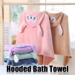 cute cartoon hooded fleece kids bath towel