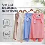 cute cartoon hooded fleece kids bath towel