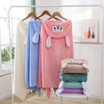 cute cartoon hooded fleece kids bath towel