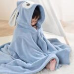 cute cartoon hooded fleece kids bath towel