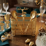 golden royal deer gold cutlery holder