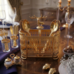golden royal deer gold cutlery holder