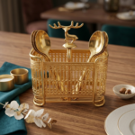 golden royal deer gold cutlery holder