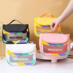 high aesthetic transparent travel makeup toiletry bag – large capacity waterproof portable pu handheld