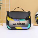 high aesthetic transparent travel makeup toiletry bag – large capacity waterproof portable pu handheld