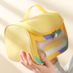 high aesthetic transparent travel makeup toiletry bag – large capacity waterproof portable pu handheld