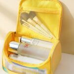 high aesthetic transparent travel makeup toiletry bag – large capacity waterproof portable pu handheld
