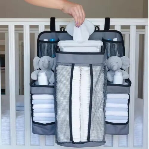 nursery hanging organizer crib storage bag for clothing diapers & toys