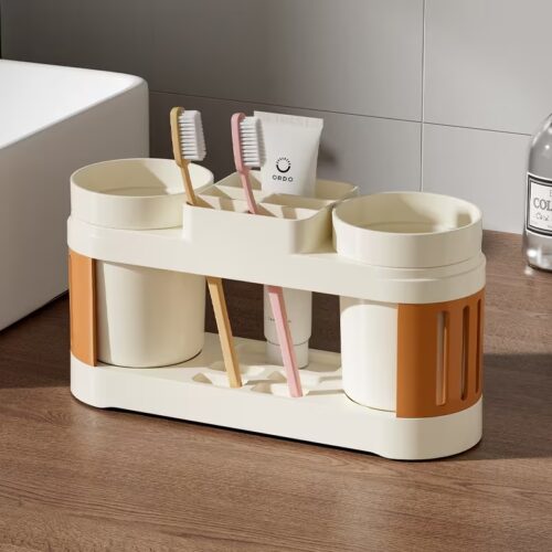 dual cup toothbrush holder set anti slip base