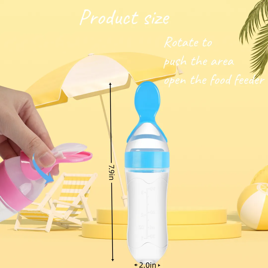 silicon baby feeding bottle with spoon