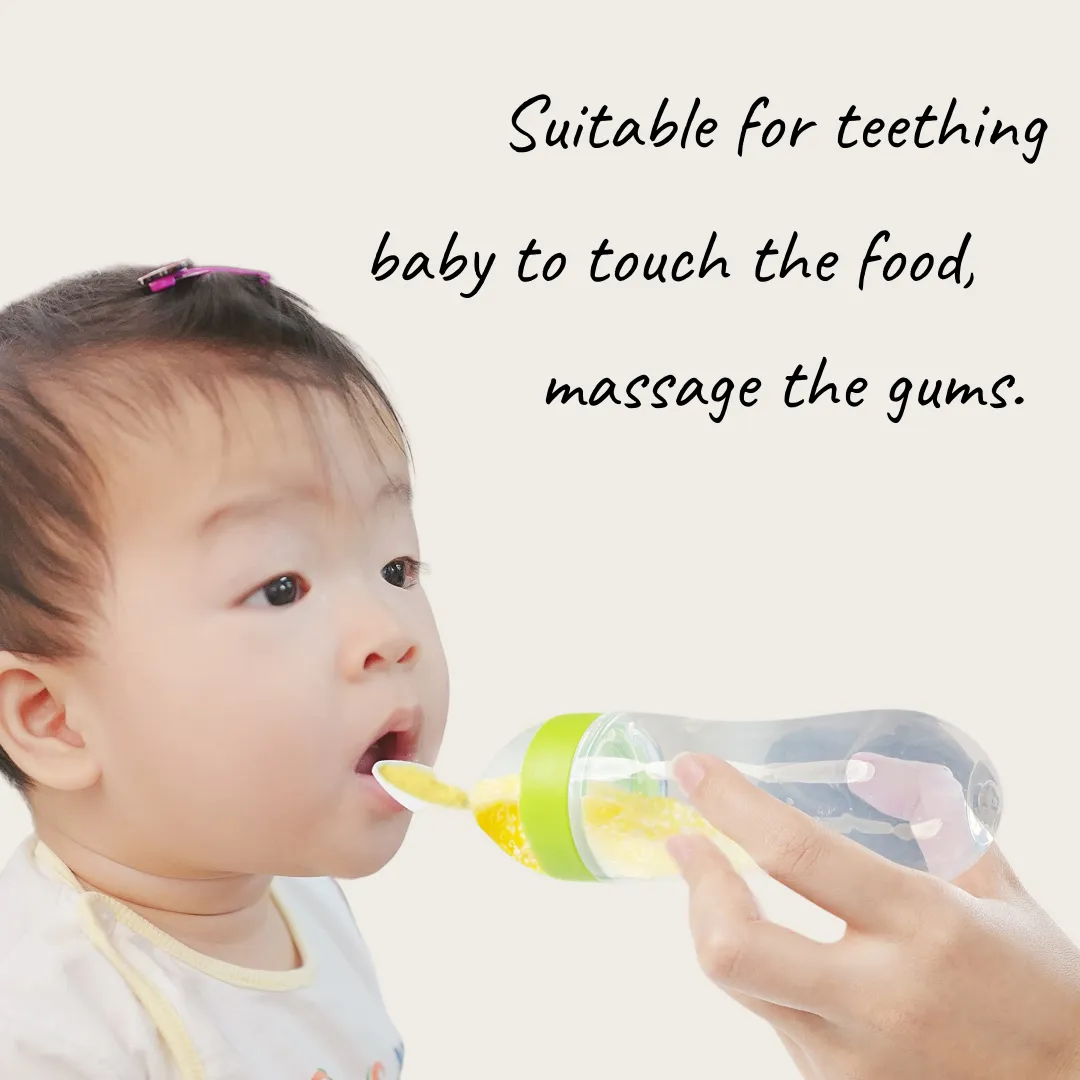 silicon baby feeding bottle with spoon