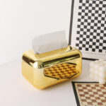 luxury rectangular gold tissue box holder