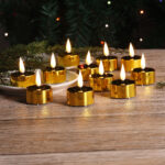 24 piece golden shiny tealight led candle