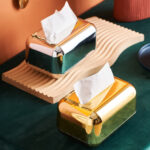 luxury rectangular gold tissue box holder