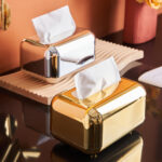luxury rectangular gold tissue box holder