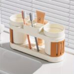 dual cup toothbrush holder set anti slip base
