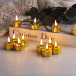 24 piece golden shiny tealight led candle