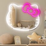 hello kitty neon mirror , neon mirror , makeup mirror neon sign room decor