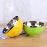 stainless steel bowl double wall thickened bowls tableware kitchen dinnerware rice fruit soup bowl pack of 6 pc – 12cm