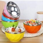 stainless steel bowl double wall thickened bowls tableware kitchen dinnerware rice fruit soup bowl pack of 6 pc – 12cm