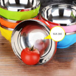 stainless steel bowl double wall thickened bowls tableware kitchen dinnerware rice fruit soup bowl pack of 6 pc – 12cm