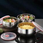 set of 3 steel fresh bowl, mixing crisper food container bowls