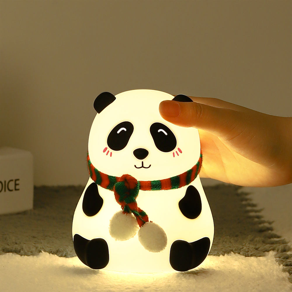 cute panda night light with scarf – soft silicone led bedside lamp for kids & home decor cute panda night light with scarf – soft silicone led bedside lamp for kids & home decor