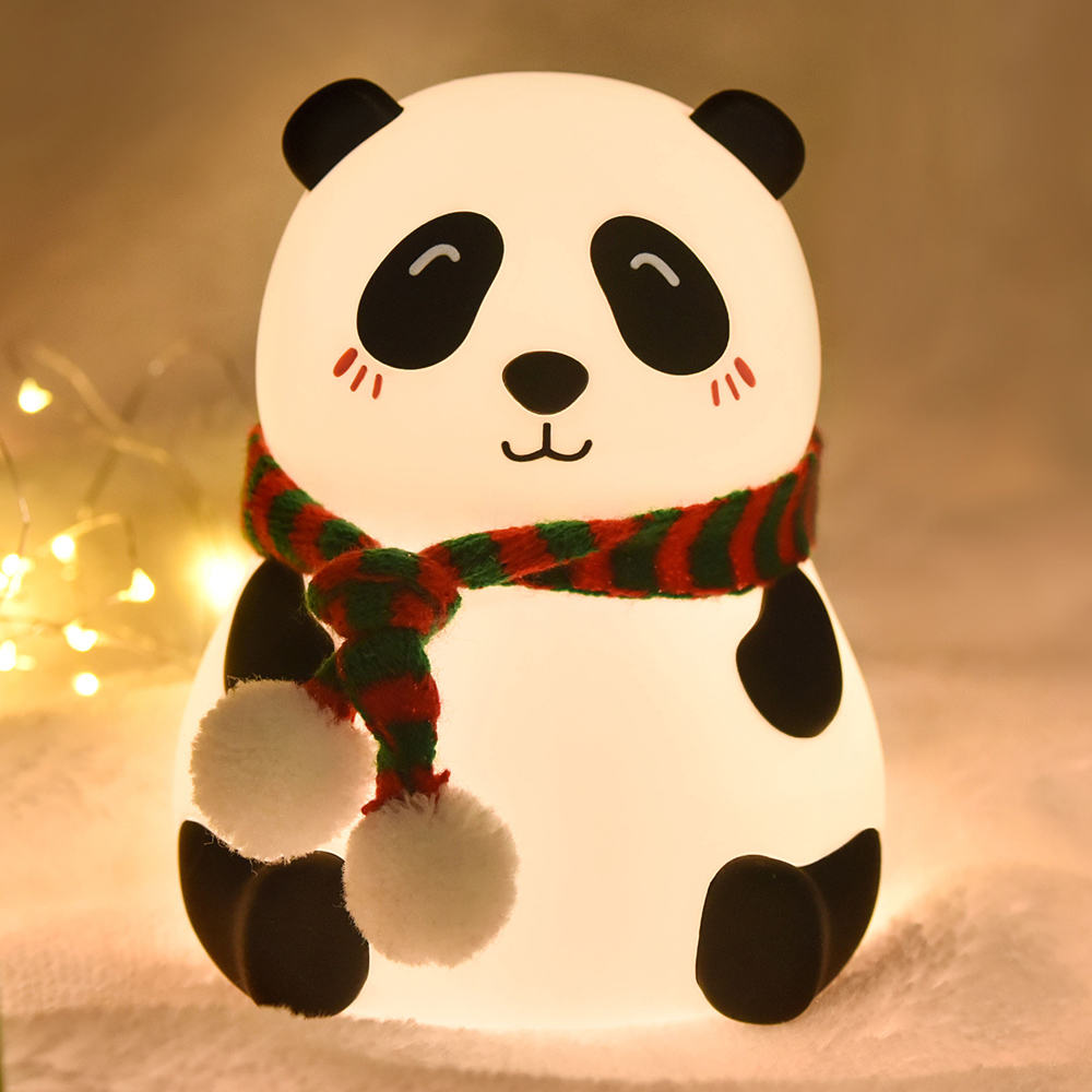 cute panda night light with scarf – soft silicone led bedside lamp for kids & home decor cute panda night light with scarf – soft silicone led bedside lamp for kids & home decor