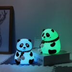 cute panda night light with scarf – soft silicone led bedside lamp for kids & home decor