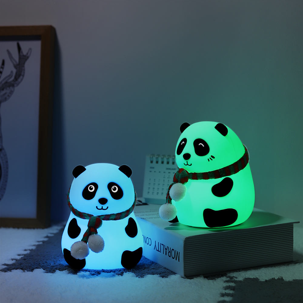 cute panda night light with scarf – soft silicone led bedside lamp for kids & home decor cute panda night light with scarf – soft silicone led bedside lamp for kids & home decor