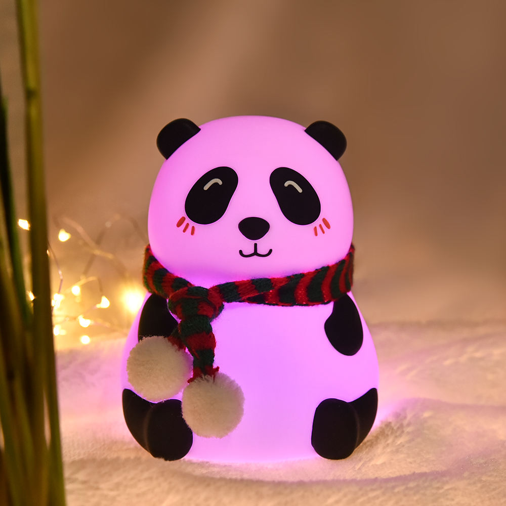 cute panda night light with scarf – soft silicone led bedside lamp for kids & home decor cute panda night light with scarf – soft silicone led bedside lamp for kids & home decor