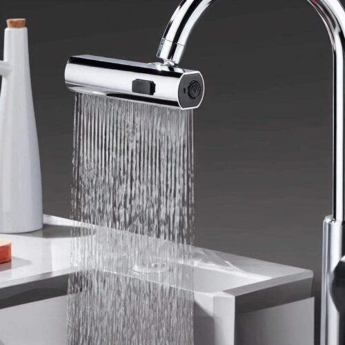 4 in 1 waterfall kitchen faucet, 360° swivel faucet