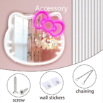 hello kitty neon mirror , neon mirror , makeup mirror neon sign room decor