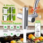 4 in 1 waterfall kitchen faucet, 360° swivel faucet