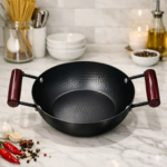 large aluminum wok old two ears aluminum bottom morie pattern 18l non stick commercial cooking gas induction ready