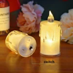 flameless led candles light plastic pillar flickering candle night light for home set of 3