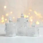 flameless led candles light plastic pillar flickering candle night light for home set of 3