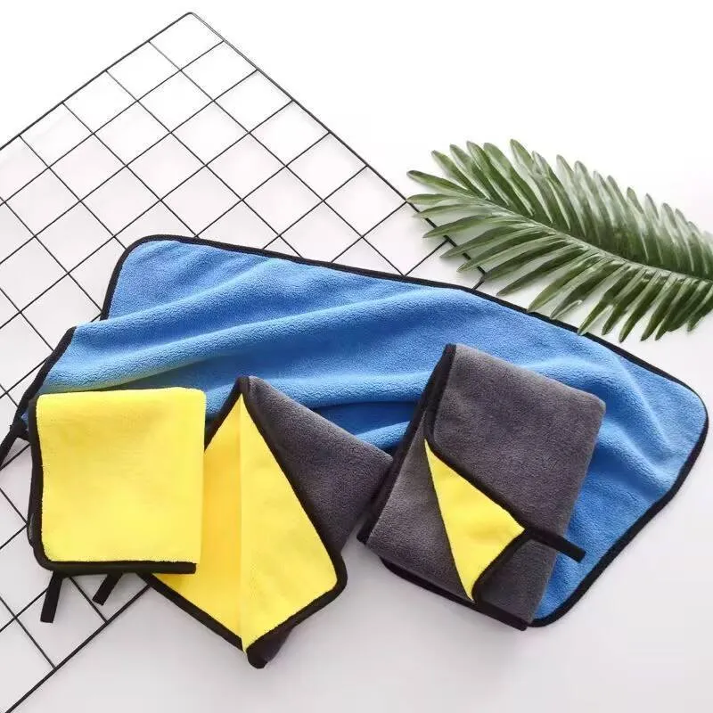 double sided microfiber car cleaning towel cloth pack of 3 (size:60x40)